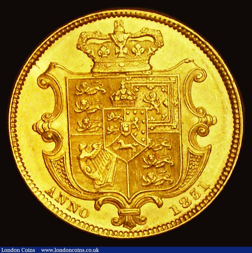 London Coins : A191 : Lot 2060 : Sovereign 1831 WW on truncation with no stops between, Marsh 16A, S.3829A Unc or near so the reverse...