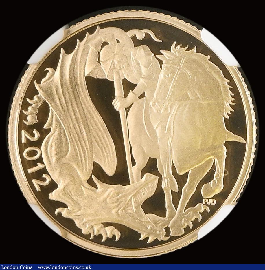 London Coins : A191 : Lot 2155 : Sovereign 2012 Queen Elizabeth II Diamond Jubilee S.SC8 Gold Proof in an NGC holder and graded PF70 ...