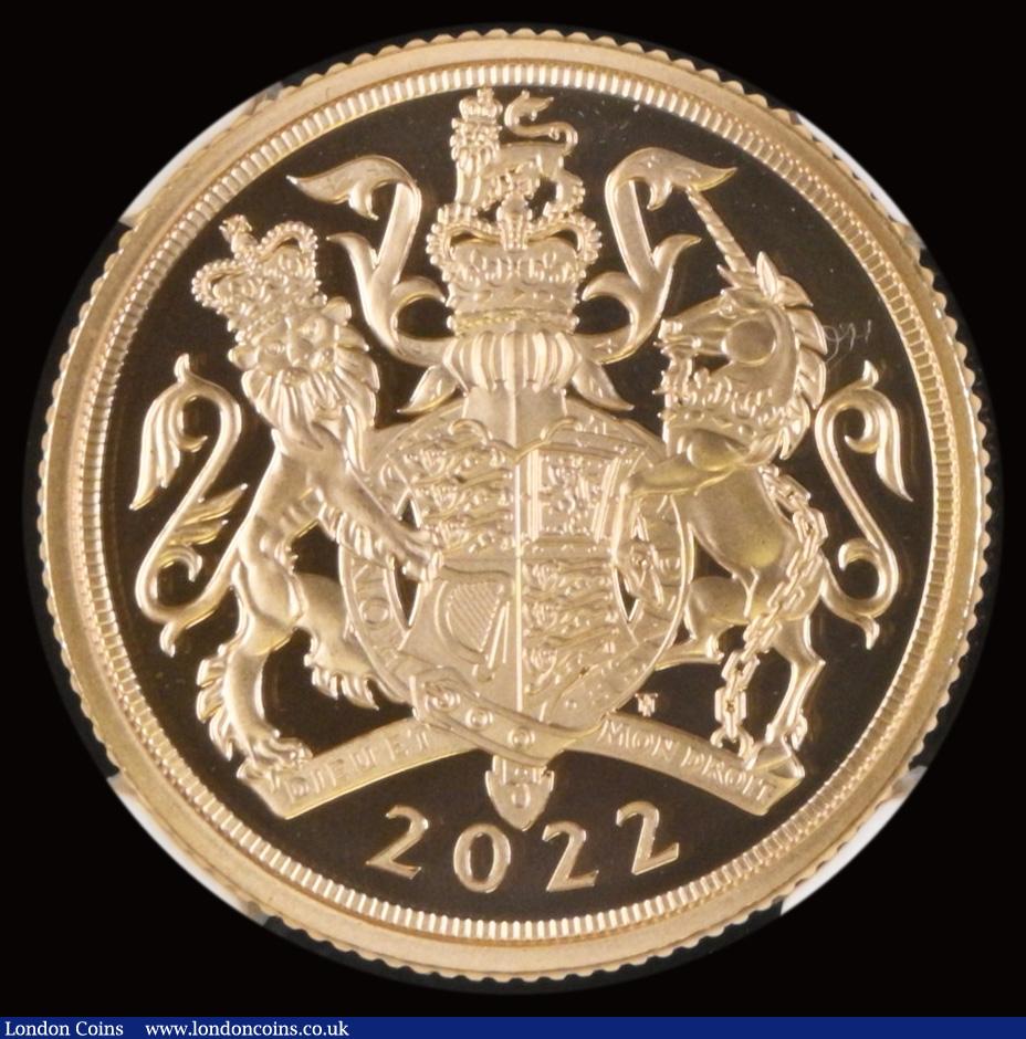 London Coins : A191 : Lot 2160 : Sovereign 2022 Queen Elizabeth II Platinum (70th) Jubilee Gold Proof Reeded Edge Piedfort. Reverse: ...