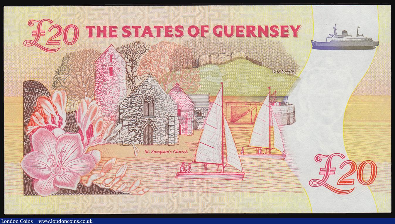 London Coins : A191 : Lot 218 : Guernsey 20 Pounds Pick 58a (BY GU63a) ND 1996 Thomas De La Rue Print signature Trestain serial numb...