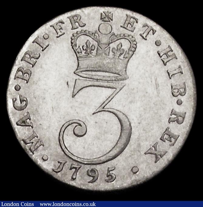 London Coins : A191 : Lot 2184 : Threepence 1795 EF with a scratch obverse