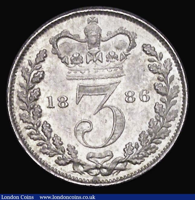 London Coins : A191 : Lot 2188 : Threepence 1886 ESC 2093 UNC with a light delicate toning