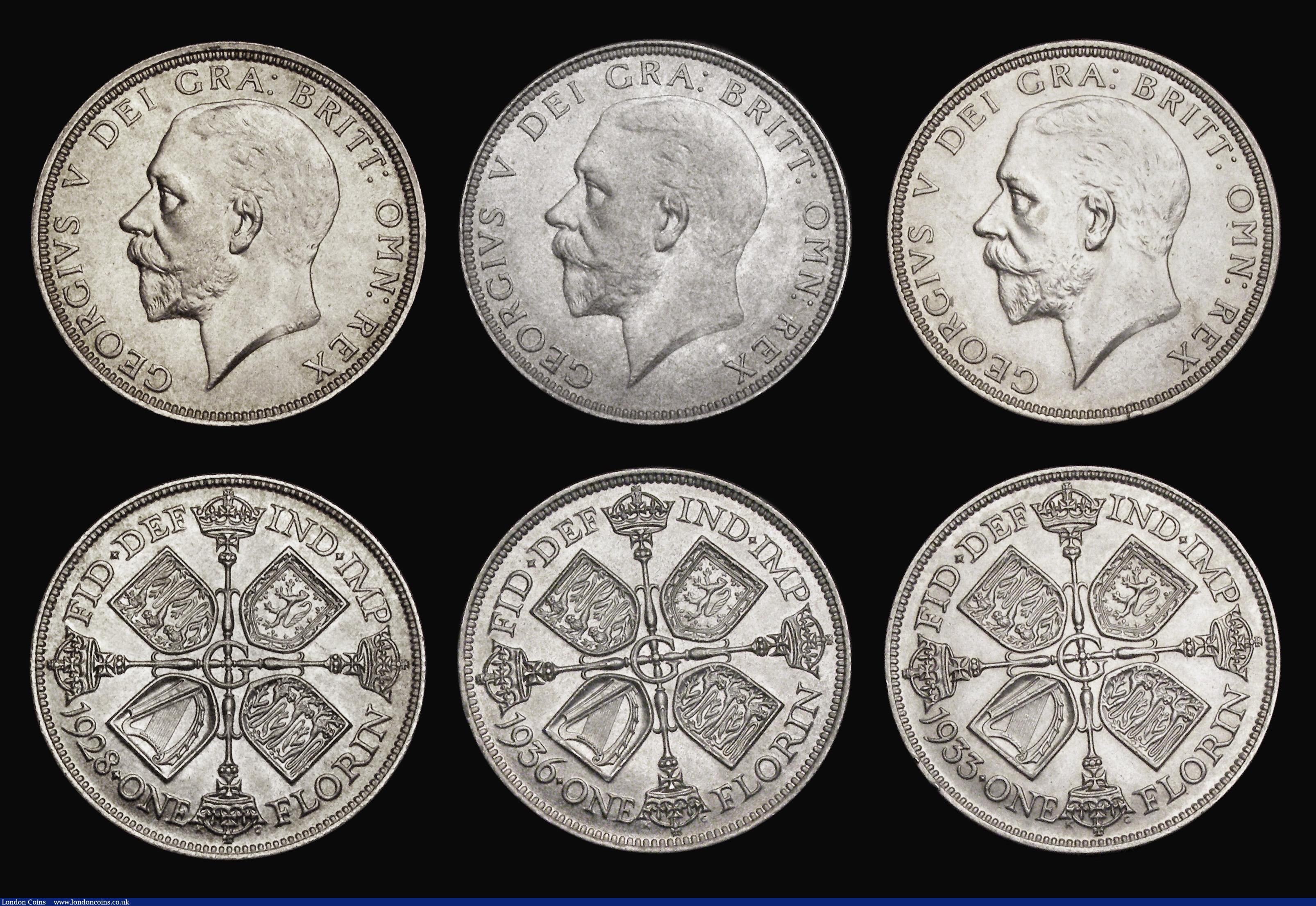 London Coins : A191 : Lot 2272 : Florins (6) 1902 EF/Unc, 1916 nEF, 1922 nEF, 1928 Unc, 1933 GEF, 1936 Unc 
