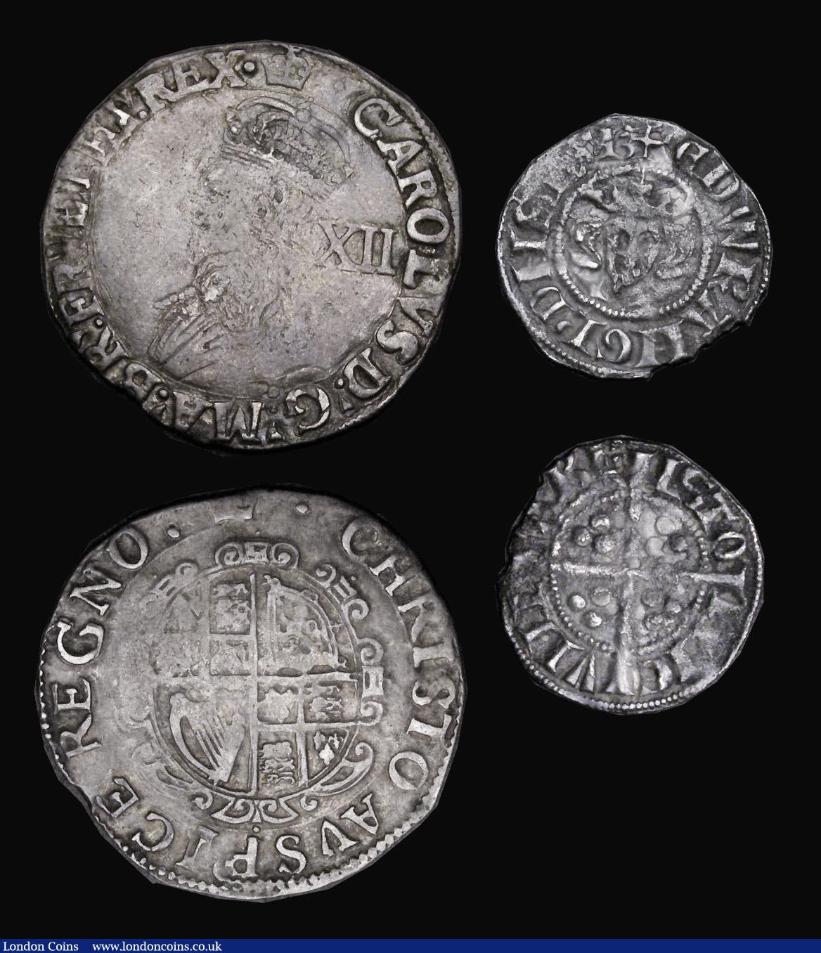 London Coins : A191 : Lot 2313 : Promoters issues (3) Shilling Charles I 1625-49 about Fine in Harrington and Byrne box, Edward I Sil...