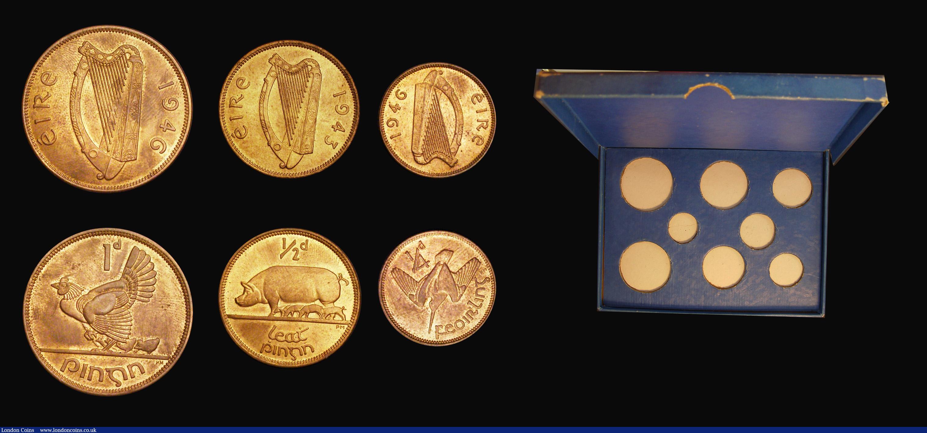 London Coins : A191 : Lot 2382 : Ireland Mint Set Halfcrown, Florin and Shilling dated 1942 in Unc, Sixpence 1947 Unc, Penny and Fart...