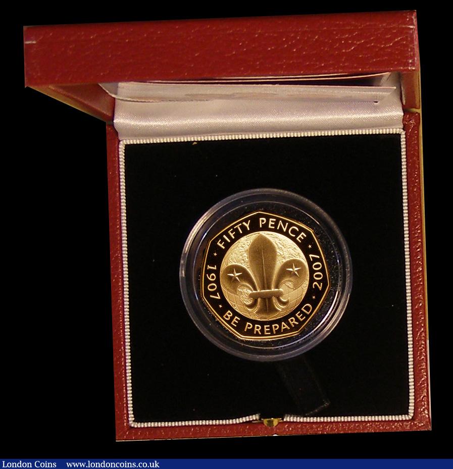London Coins : A191 : Lot 307 : Fifty Pence 2007 100 Years of Scouting Gold Proof FDC in the red case of issue with certificate