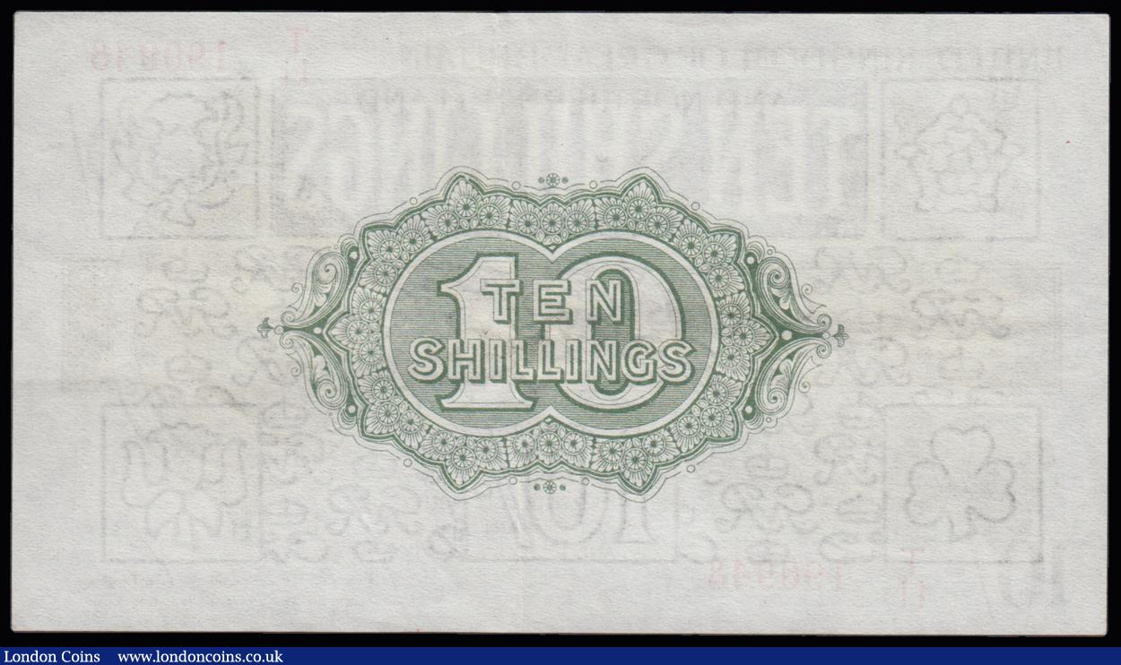 London Coins : A191 : Lot 35 : Ten Shillings Warren Fisher T33 issued 1927 first series T/11 prefix, Northern Ireland in title, EF