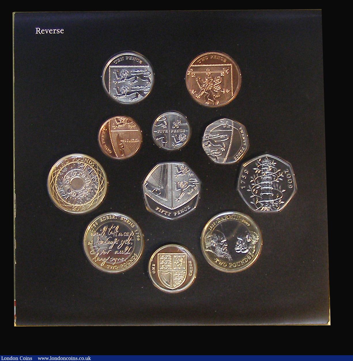 London Coins : A191 : Lot 424 : Royal Mint Year Set 2009 (11 coins) comprising Two Pounds (3) Darwin, Robert Burns and Standard issu...