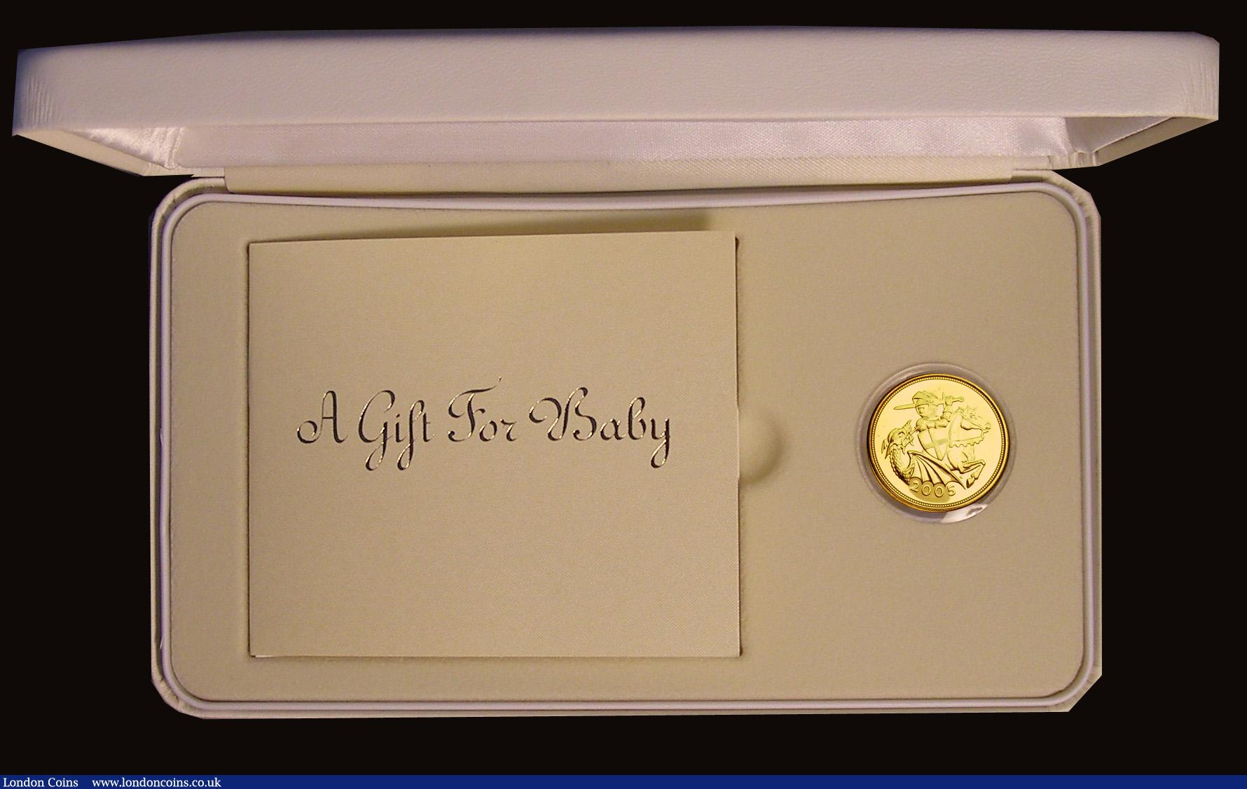 London Coins : A191 : Lot 454 : Sovereign 2005 Modern St. George reverse S.SC6 Lustrous UNC in the Royal Mint Baby Pack