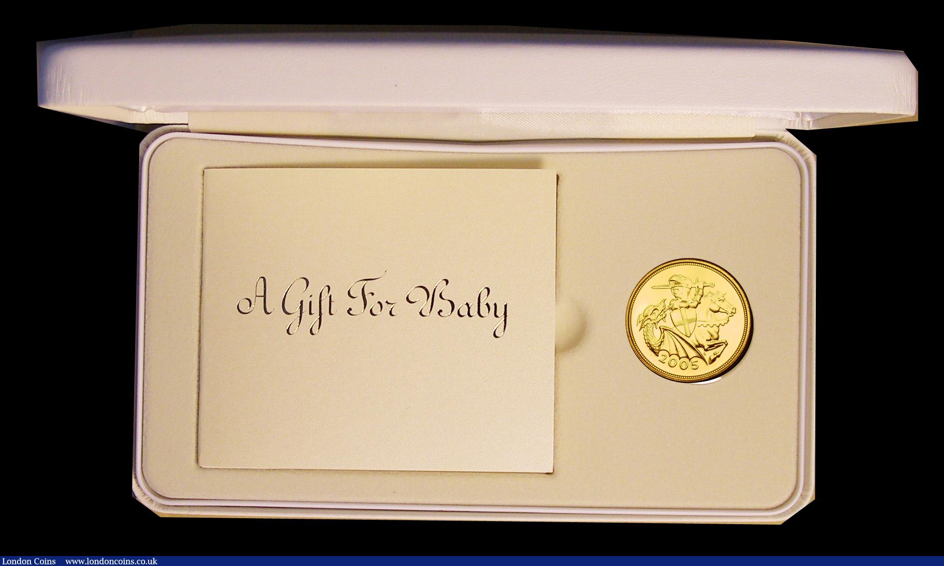 London Coins : A191 : Lot 455 : Sovereign 2005 Modern St. George reverse S.SC6 Lustrous UNC in the Royal Mint Baby Pack