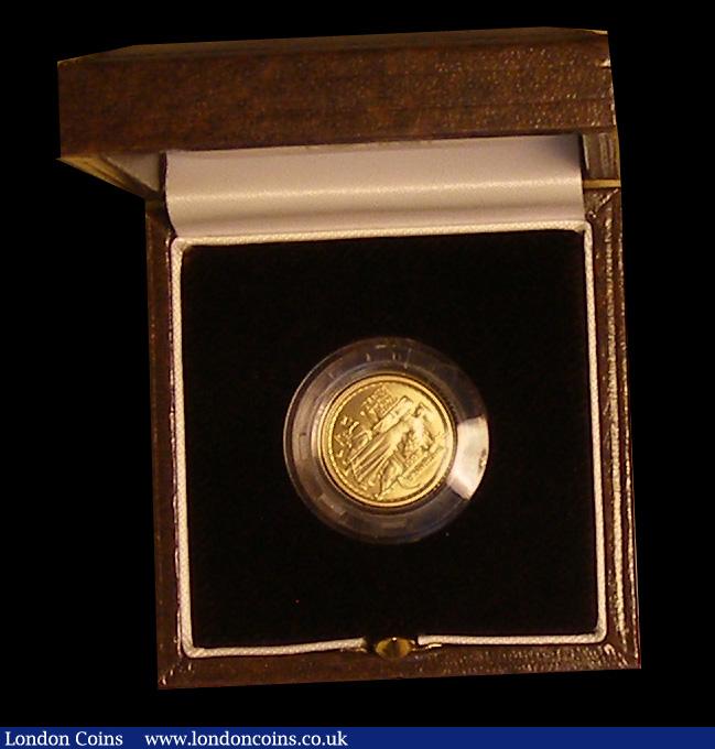 London Coins : A191 : Lot 485 : Ten Pounds Britannia 2001 1/10 oz Gold Proof FDC cased as issued with certificate