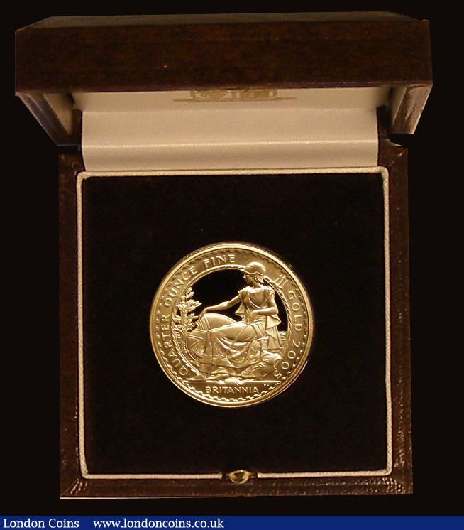 London Coins : A191 : Lot 500 : Twenty Five Pounds Britannia 2005 1/4 oz Gold Proof FDC cased as issued with certificate