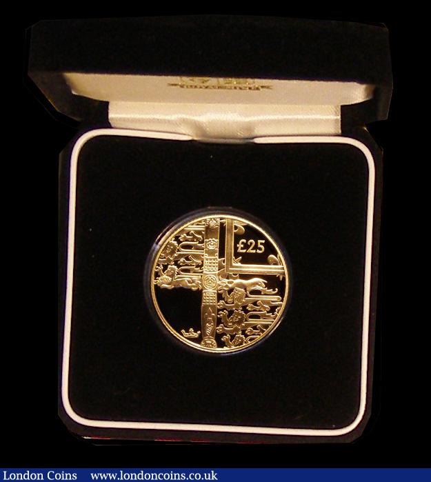 London Coins : A191 : Lot 554 : Alderney &pound;25 Gold 2002 Golden Jubilee Proof FDC cased with certificate