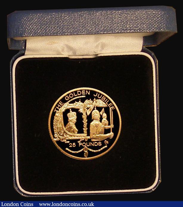 London Coins : A191 : Lot 599 : Guernsey &pound;25 Gold 2002 Golden Jubilee Proof FDC cased with certificate