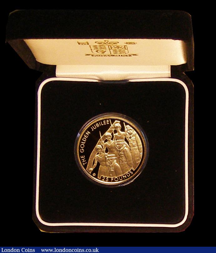 London Coins : A191 : Lot 620 : Jersey &pound;25 2002 Golden Jubilee Gold Proof FDC cased as issued with certificate
