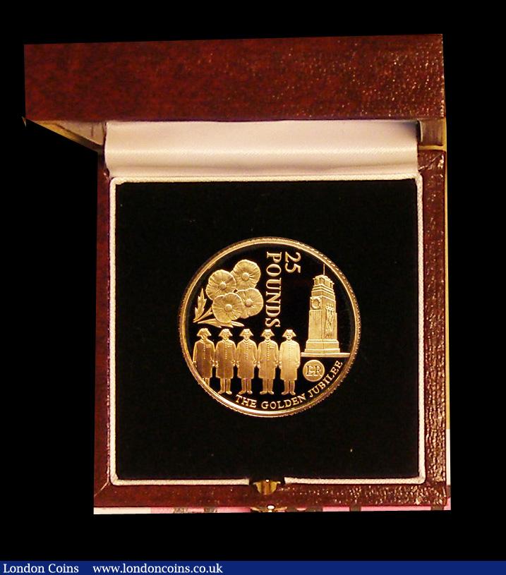 London Coins : A191 : Lot 621 : Jersey &pound;25 2003 Golden Jubilee Gold Proof FDC cased as issued with certificate