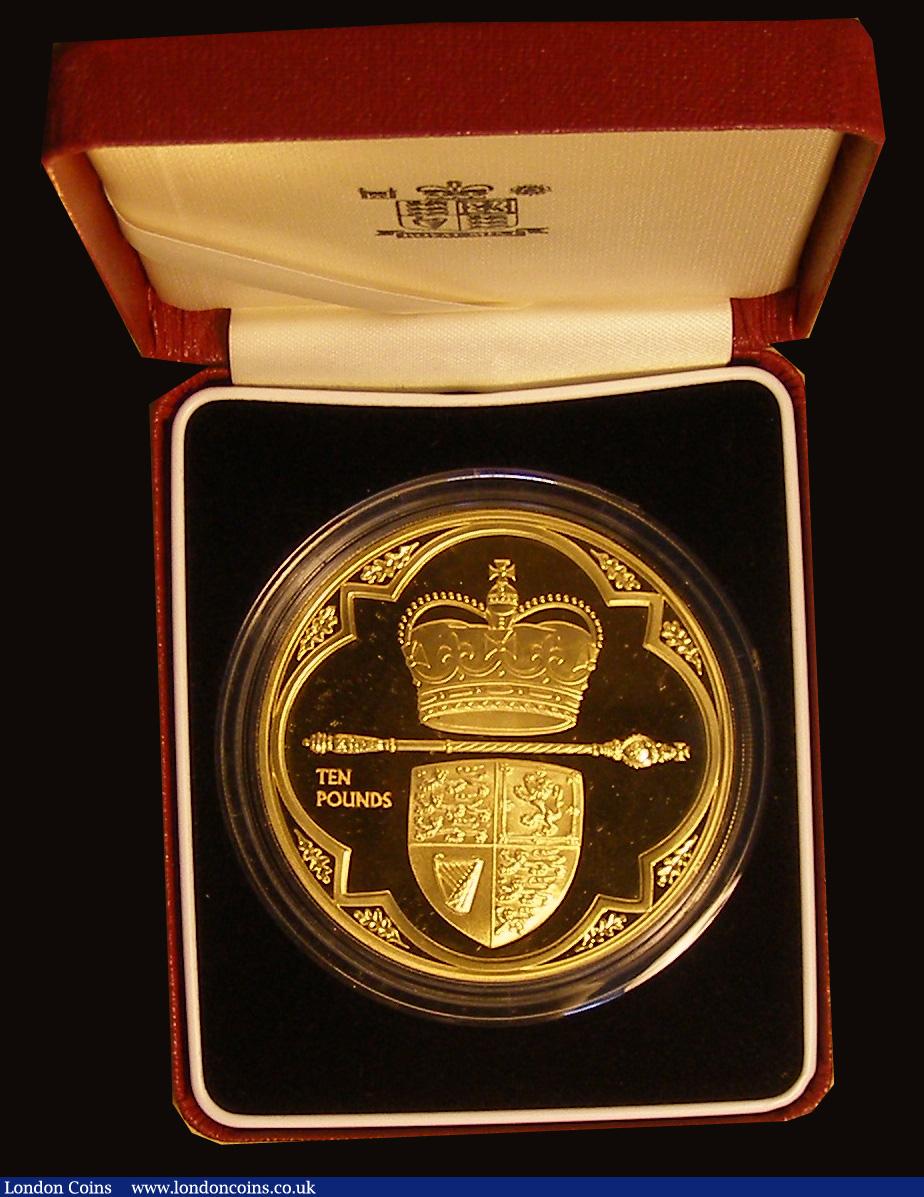 London Coins : A191 : Lot 628 : Jersey Ten Pounds 2003 50th Anniversary of the Coronation impressive 65 mm Silver Proof weighing 155...