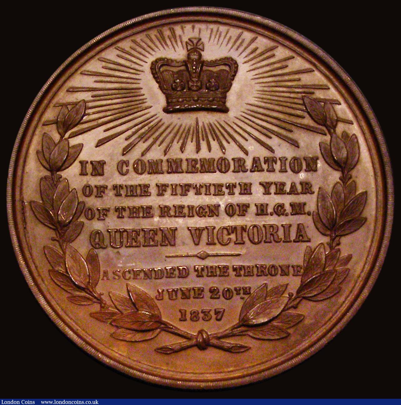 London Coins : A191 : Lot 794 : Queen Victoria 50th Year 1837-1887 39mm copper Veiled Head portrait VICTORIA REGINA ET IMPERATRIX, r...