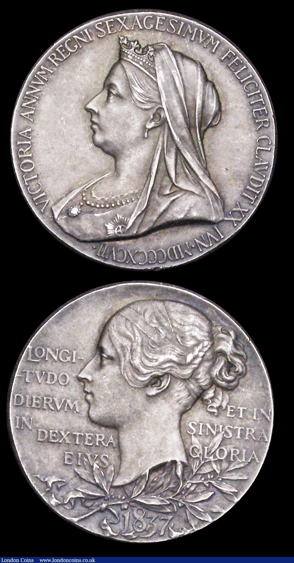 London Coins : A191 : Lot 801 : Official Royal Mint Silver Issues (2) 1897 Diamond Jubilee 26mm Eimer 1817b, 1902 Coronation 31mm bo...