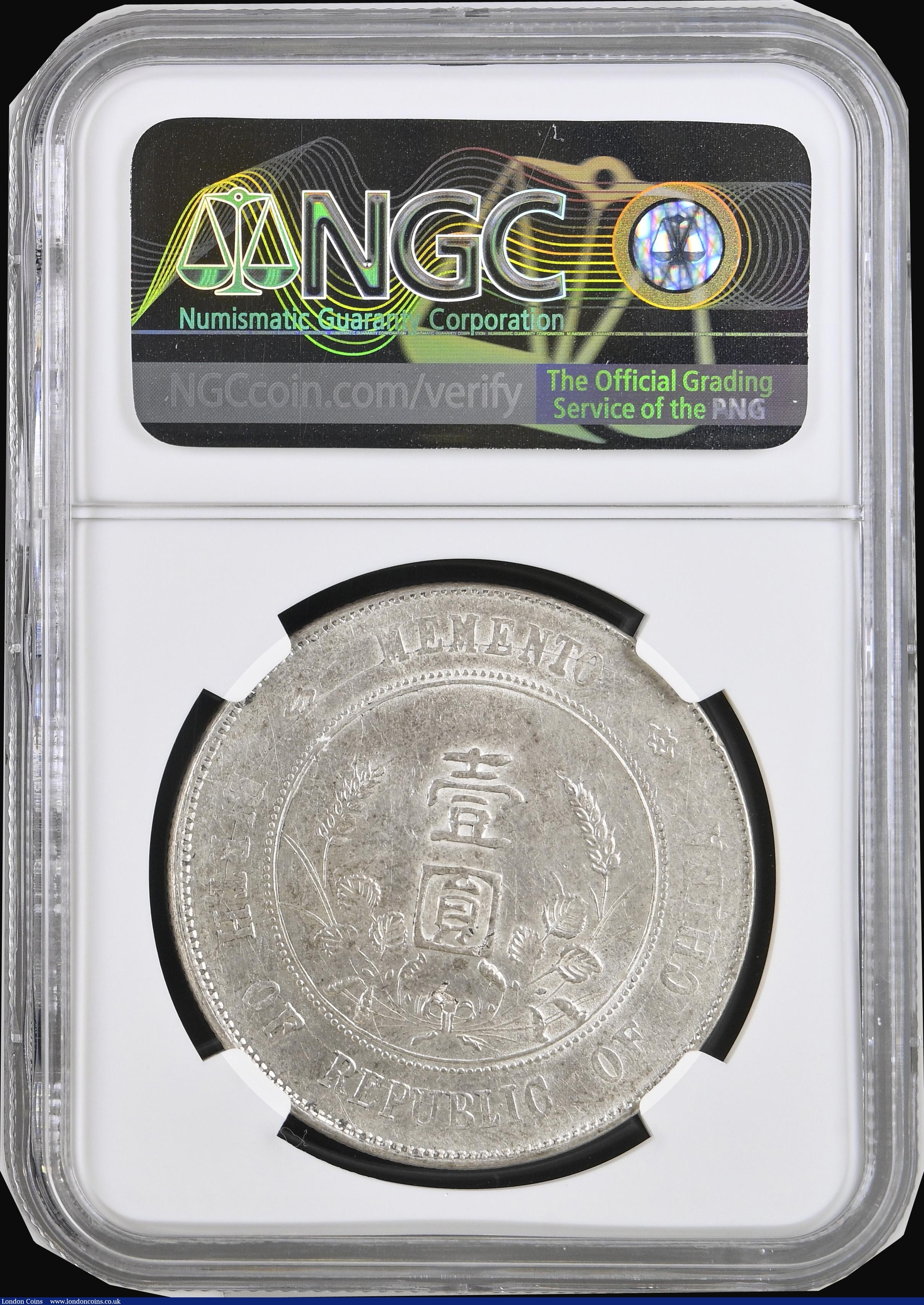 London Coins : A191 : Lot 918 : China Dollar (1927) Memento 6 Pointed Stars L&M-19 NGC AU DETAILS CHOPMARKED