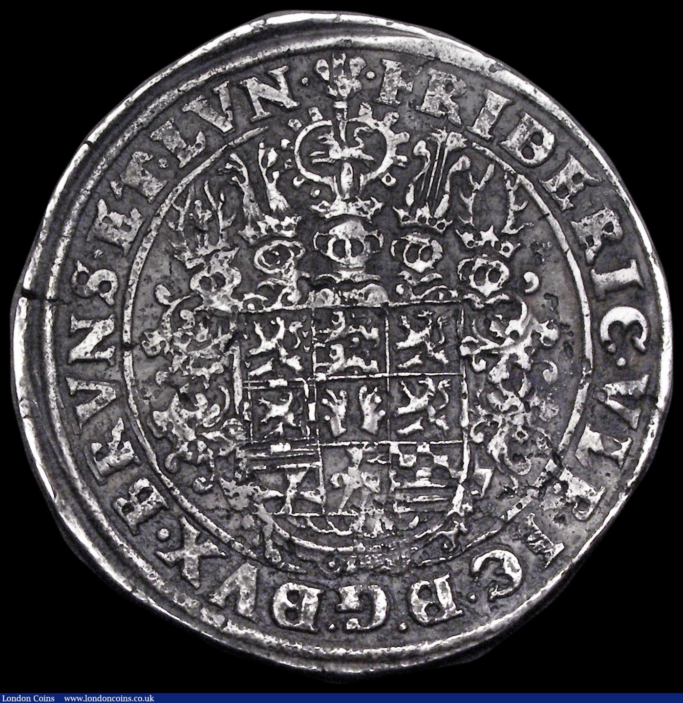 London Coins : A191 : Lot 944 : German States - Brunswick Wolfenb&uuml;ttel Thaler 1628 KM52 VF details corroded surfaces