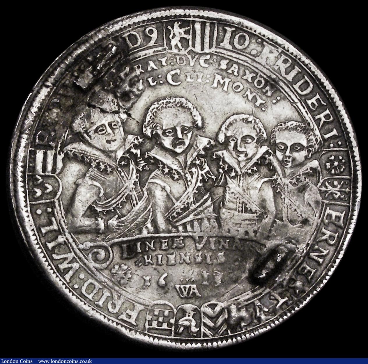 London Coins : A191 : Lot 954 : German States - Saxe-Middle-Weimar Thaler 1612 Joint Rule KM 11 4 rulers portraits both sides VF but...