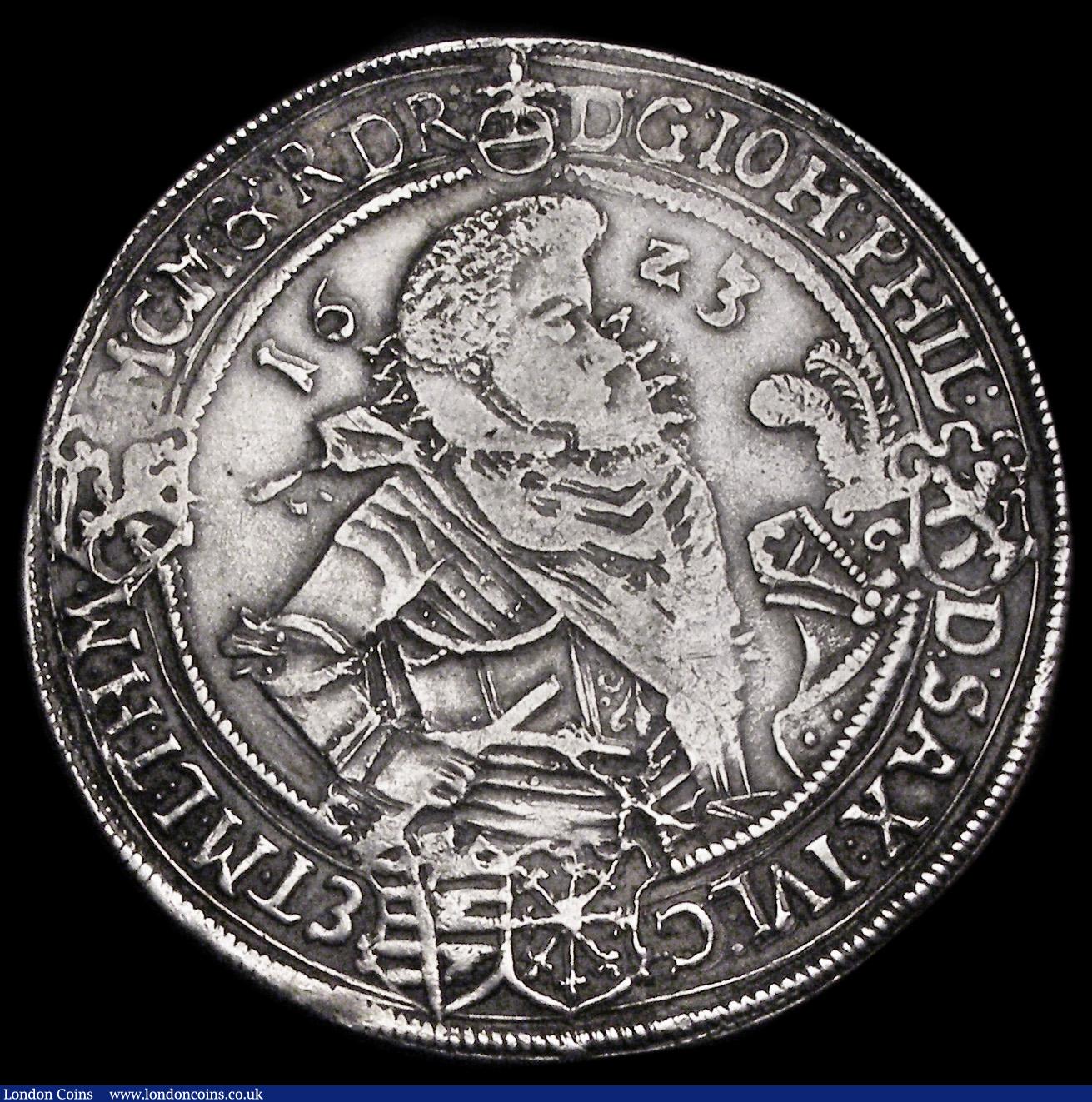 London Coins : A191 : Lot 956 : German States - Saxe-Old-Altenburg Thaler 1623WA 4 Brothers, middle figure on the reverse holds a ba...