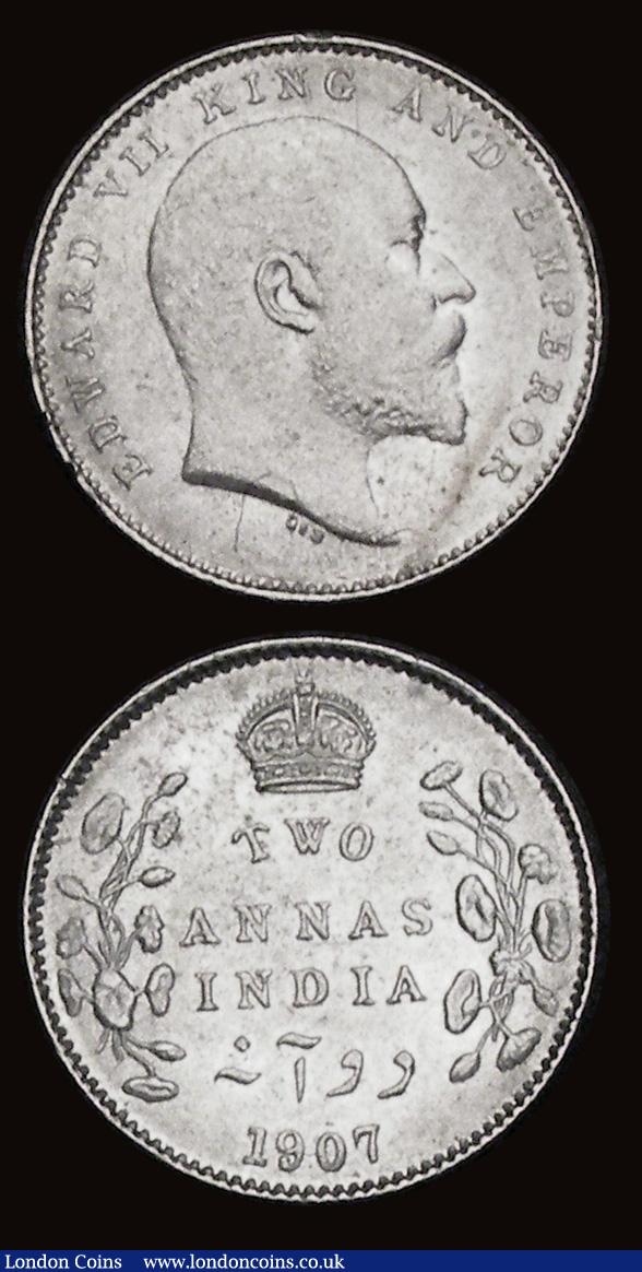 London Coins : A191 : Lot 984 : India 1907 (2) 1/4 Rupee and 2 Annas bright AU - Unc