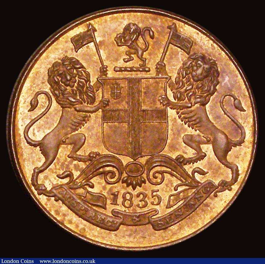 London Coins : A191 : Lot 989 : India East India Company Quarter Anna 1835 Unc with a good amount of subdued lustre