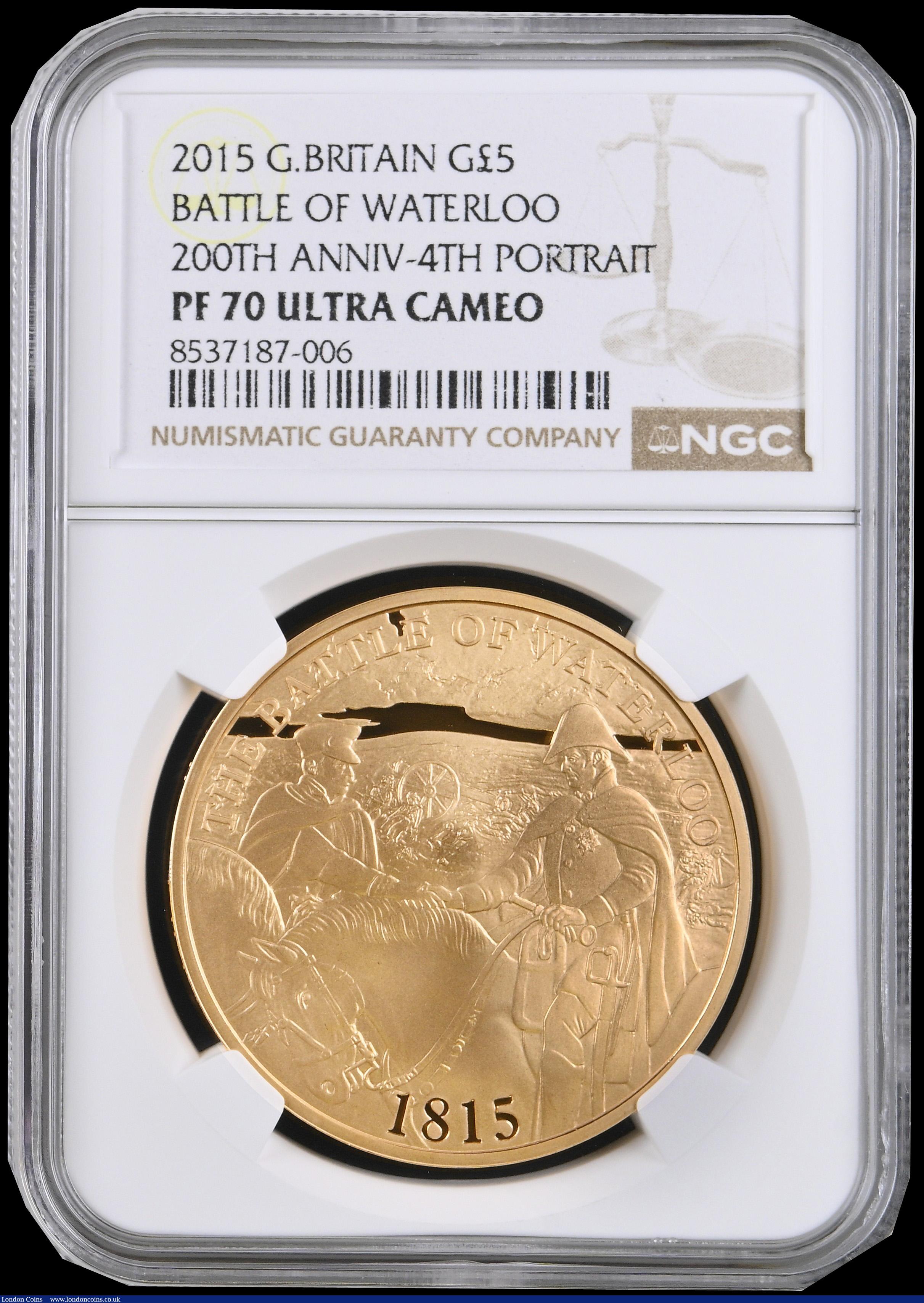 London Coins : A192 : Lot 1017 : Five Pound Crown 2015 200th Anniversary of the Battle of Waterloo, Obverse with Ian Rank-Broadley po...