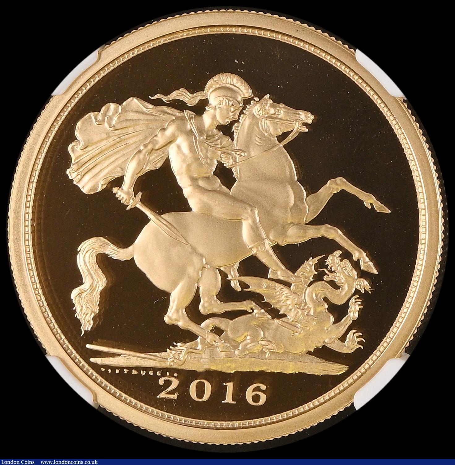 London Coins : A192 : Lot 1032 : Five Pounds 2016 Gold Proof NGC PF69 ULTRA CAMEO