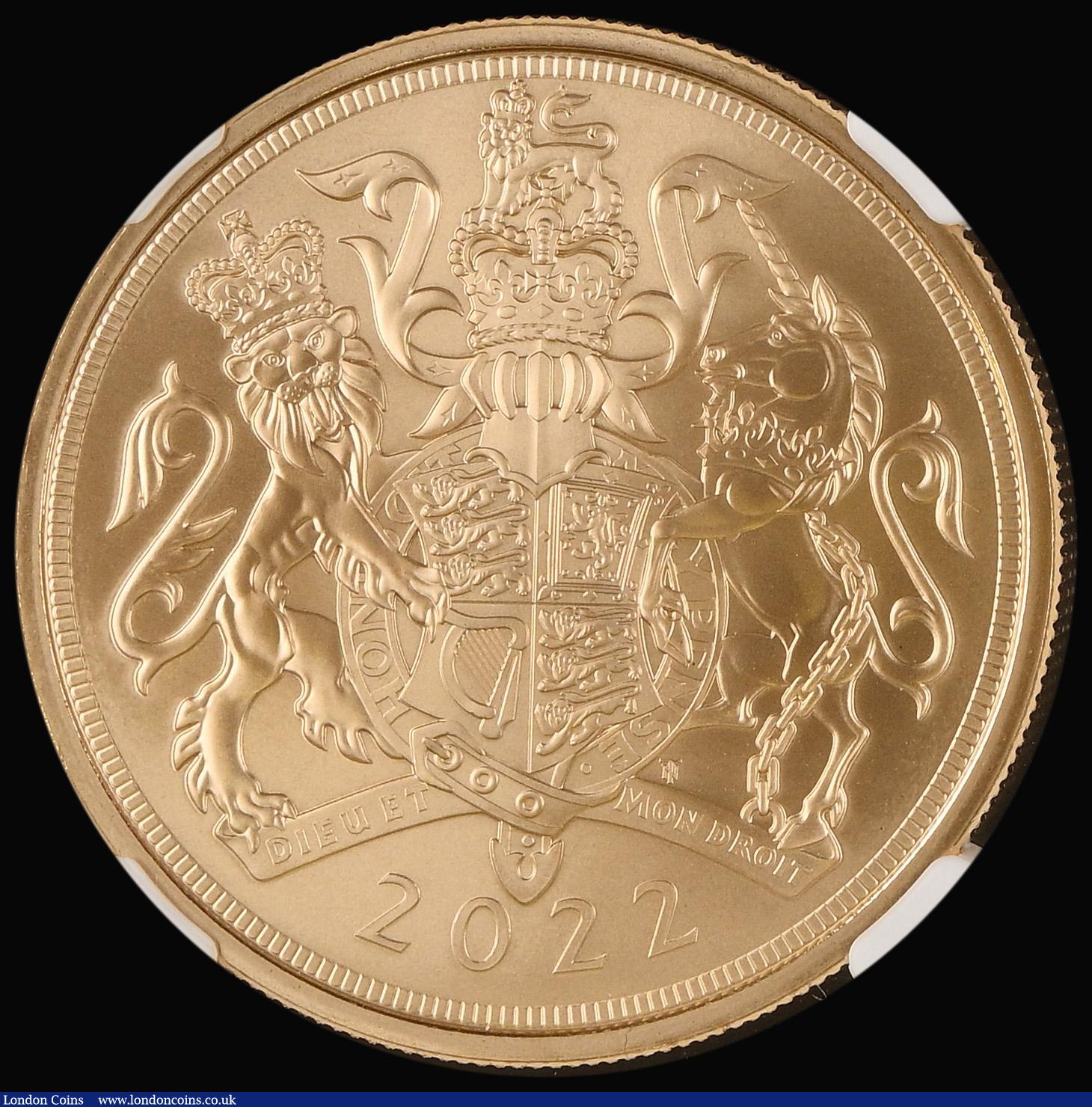 London Coins : A192 : Lot 1036 : Five Pounds 2022 Platinum Jubilee Matte Finish and in an NGC Holder Graded MS70 MATTE