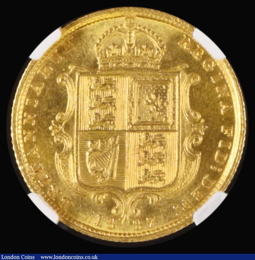 London Coins : A192 : Lot 1129 : Half Sovereign 1887 Jubilee Head in a NGC Holder Graded MS63