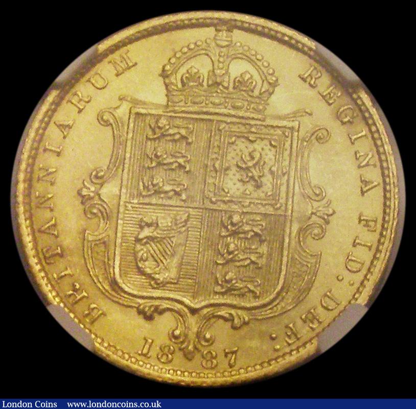 London Coins : A192 : Lot 1130 : Half Sovereign 1887 Jubilee Head lustrous Unc and graded MS62 by NGC