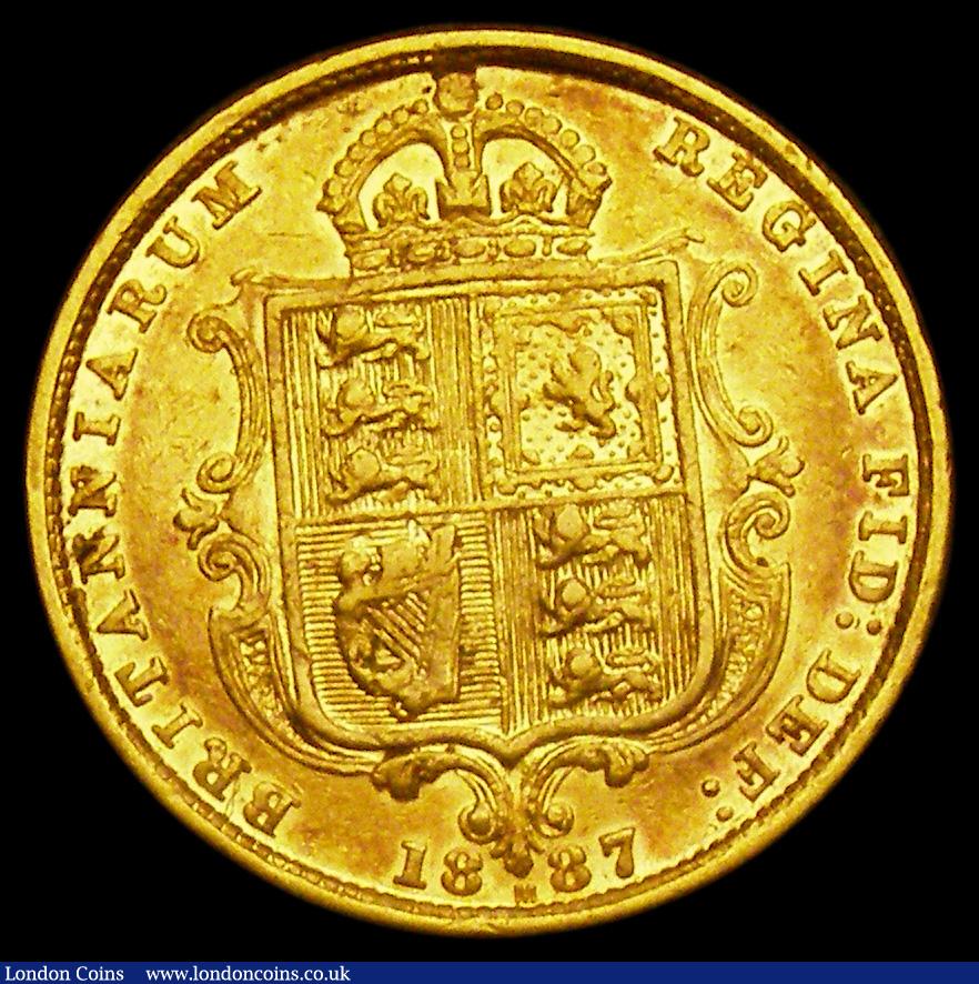 London Coins : A192 : Lot 1131 : Half Sovereign 1887M Jubilee Head Close J.E.B on truncation Marsh 483A S.3870A , a rare type VF with...