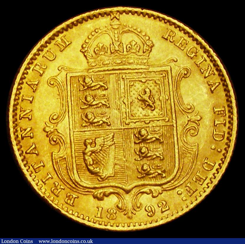 London Coins : A192 : Lot 1133 : Half Sovereign 1892 No J.E.B Marsh 481A Good EF/AU