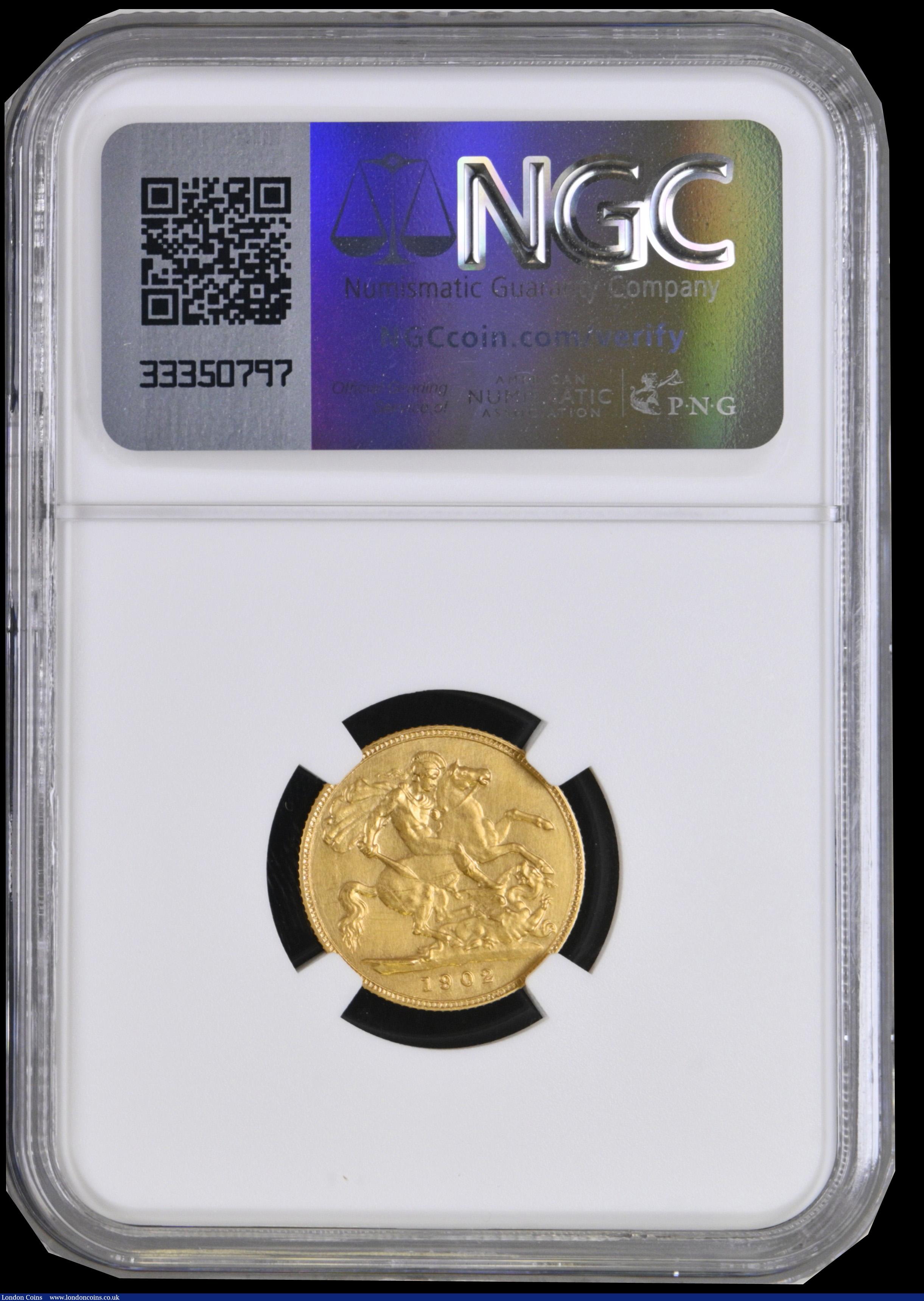 London Coins : A192 : Lot 1137 : Half Sovereign 1902 Matt Proof, Marsh 505A, S.3974A, NGC PF61 MATTE
