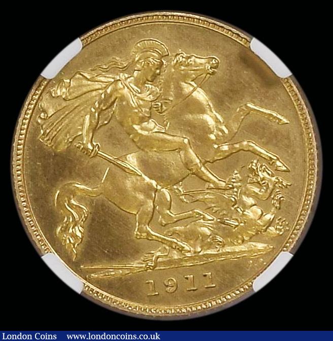 London Coins : A192 : Lot 1143 : Half Sovereign 1911 Proof S.4006 in an NGC holder and graded PF65