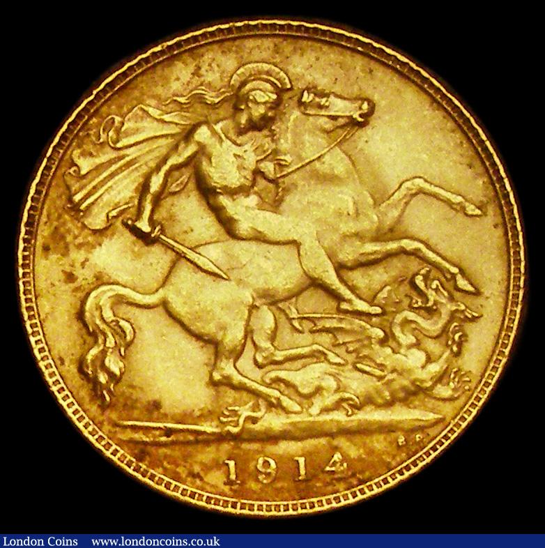 London Coins : A192 : Lot 1145 : Half Sovereign 1914 VF some scratches on the king's neck