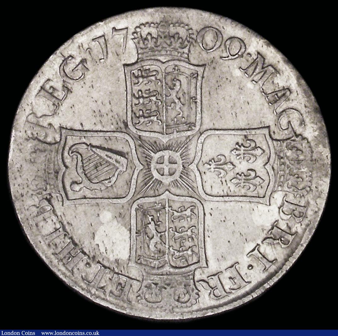 London Coins : A192 : Lot 1167 : Halfcrown 1709 OCTAVO ESC 579, Bull 1371 Bright Fine