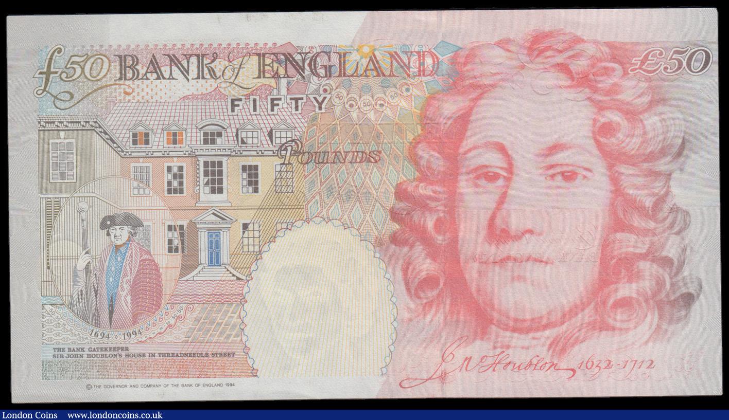 London Coins : A192 : Lot 118 : Fifty Pounds Bailey QE2 and Sir John Houblon B404 Silver Foil Tudor Rose issues 2006 Very First Run ...