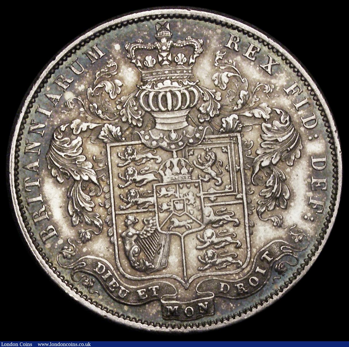 London Coins : A192 : Lot 1188 : Halfcrown 1825 ESC 642, Bull 2371 EF/AUNC the reverse with an eye catching tone