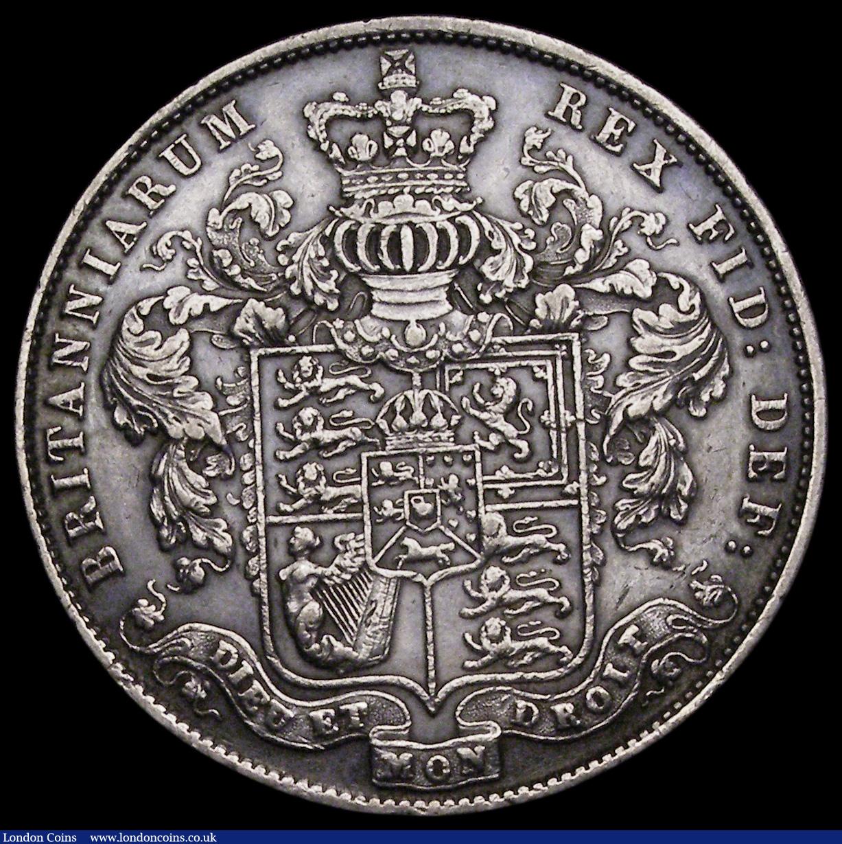 London Coins : A192 : Lot 1189 : Halfcrown 1828 ESC 648, Bull 2377 VF/GVF with the odd tiny rim nick, Rare the key date in the series