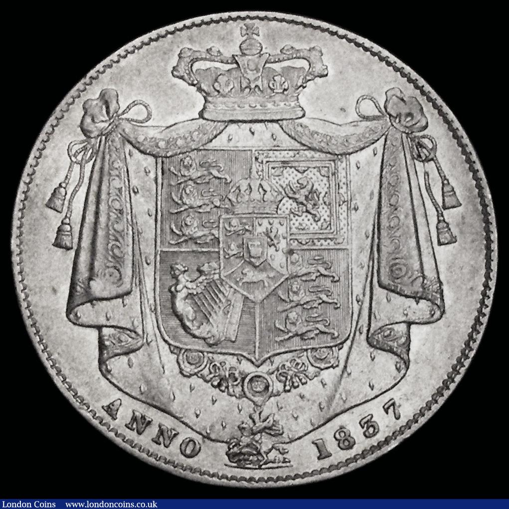 London Coins : A192 : Lot 1194 : Halfcrown 1837 ESC 667, Bull 2486 bright nEF with an rim nick and a date hard to find in any grade a...