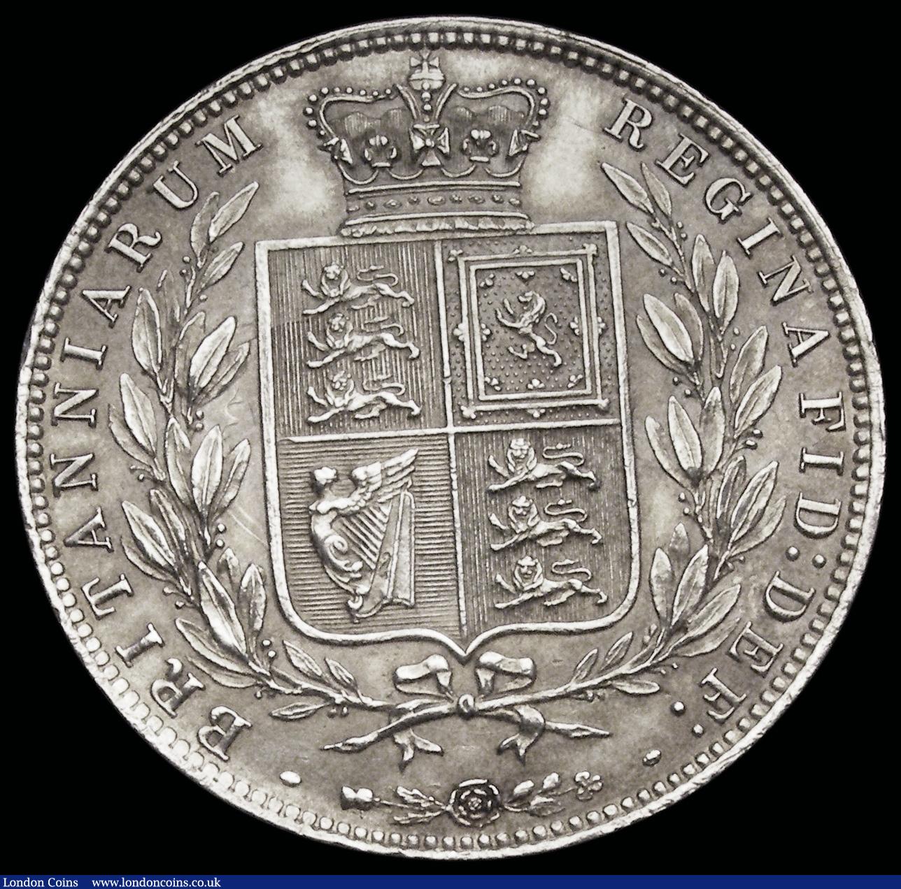 London Coins : A192 : Lot 1198 : Halfcrown 1874 ESC 692, Bull 2741 Bright (once cleaned) GEF, comes with a retailers ticket showing &...