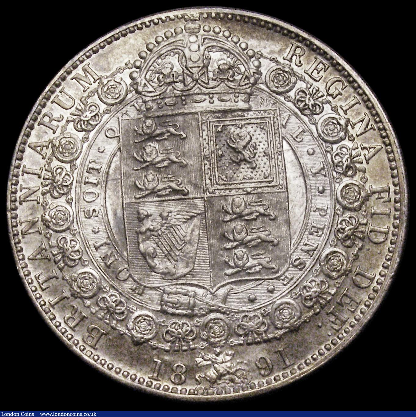 London Coins : A192 : Lot 1213 : Halfcrown 1891 ESC 724, Bull 2776 EF