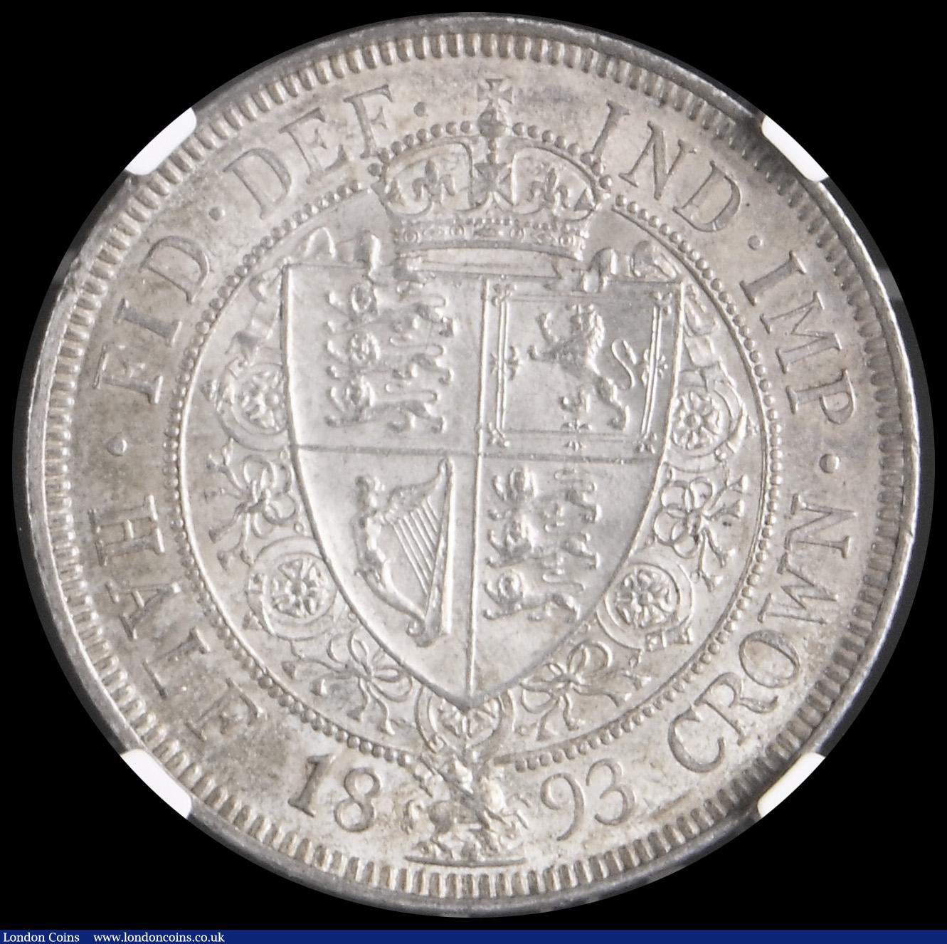 London Coins : A192 : Lot 1215 : Halfcrown 1893 Unc or near so and toned graded MS61 by NGC