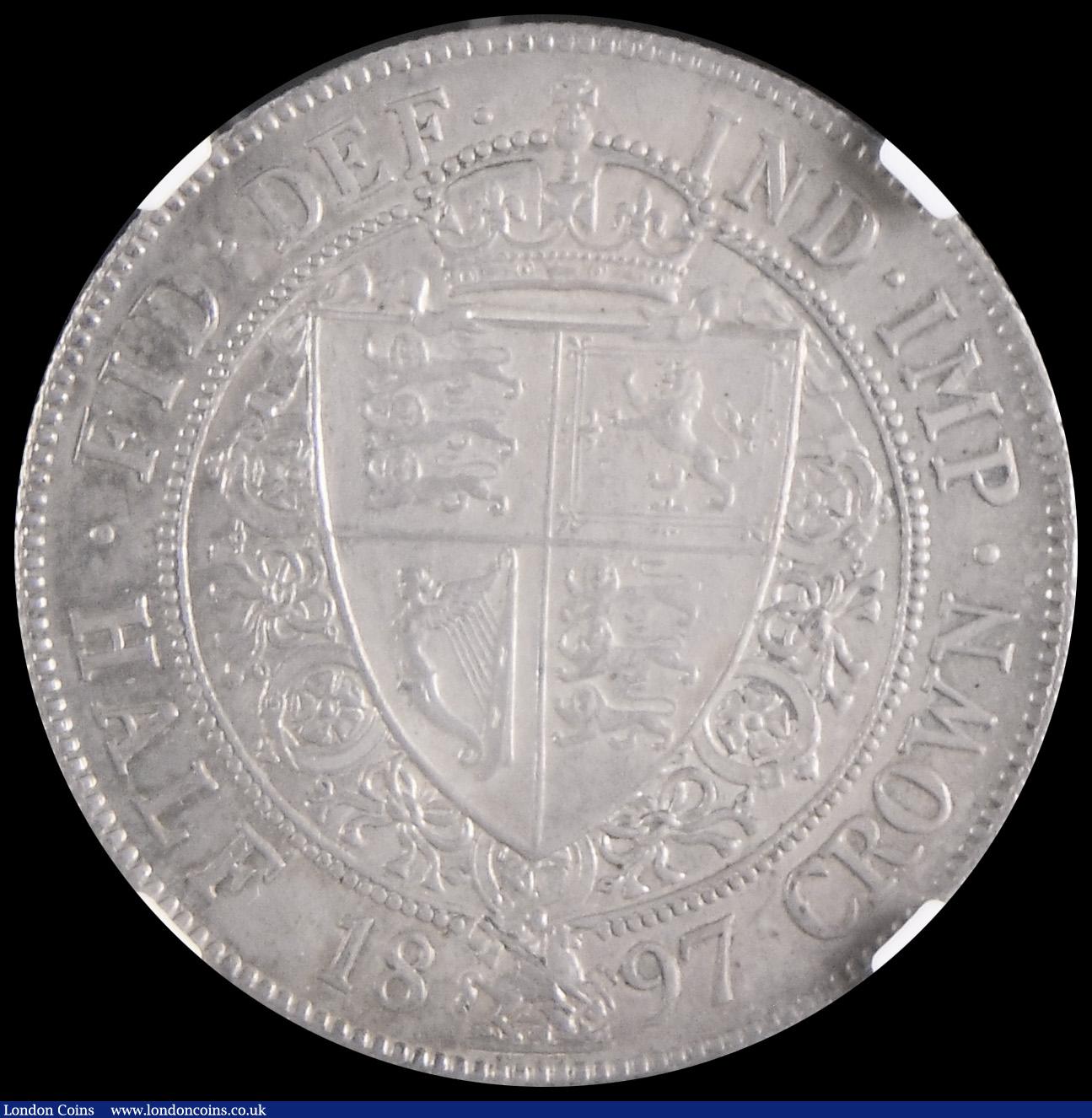 London Coins : A192 : Lot 1217 : Halfcrown 1897 ESC 731, Bull 2783 AU/UNC with a dull grey tone in a NGC Holder AU DETAILS CLEANED