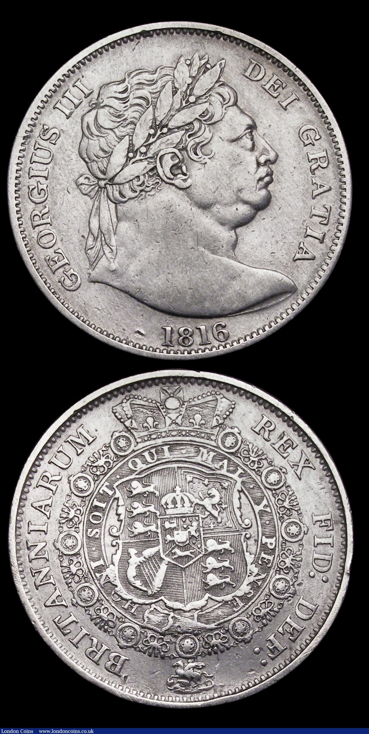 London Coins : A192 : Lot 1248 : Halfcrowns (2) 1816 Bull Head Bright VF and 1919 AU/UNC