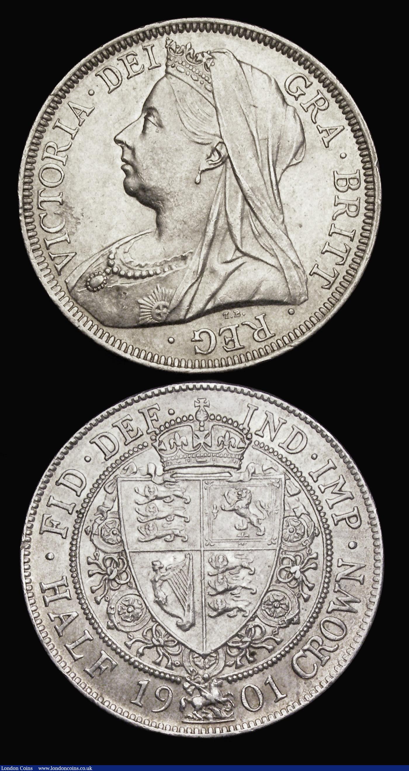 London Coins : A192 : Lot 1255 : Halfcrowns 1901 (2) EF or better one with a small striking fault by C of VICTORIA